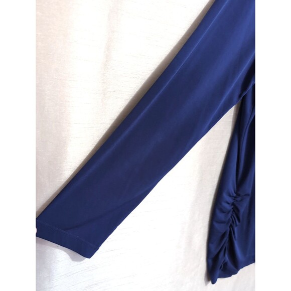 Susan Graver Women’s Size LARGE Navy Liquid Knit Keyhole Neck Dressy Festive Top - Picture 10 of 16